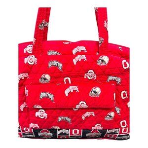 Ohio State Buckeyes Quilted Fan Tote Bag Red & Black Brutus Logo Pattern READ